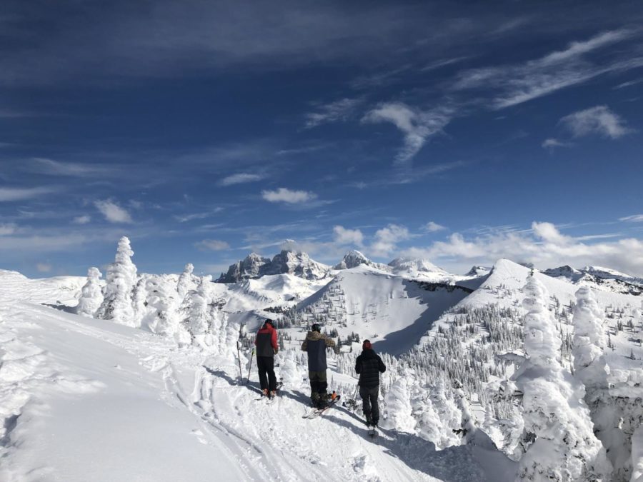 Its not just EVHS Alpine Ski team kids enjoying the slopes. Students can ski with their friends or with ski clubs. Ski Club Vail members Joey Leondardo, Tait Hargreaves, and Aaron Cook take in the beautiful views as they ski and compete in the Tetons.