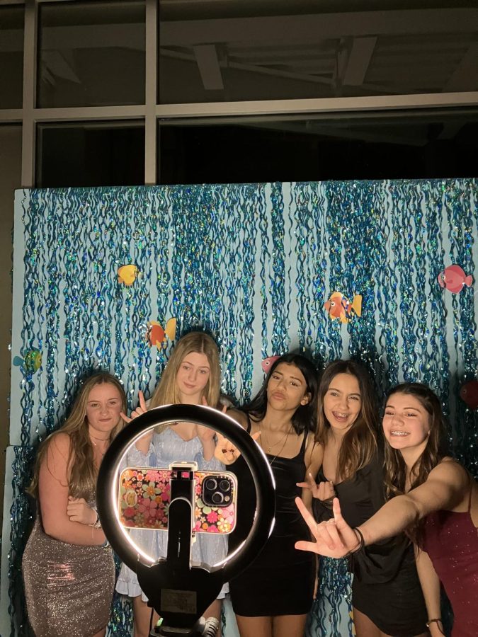 Sophomore girls happily pose for a picture at 2023 EVHS Winter Formal on Saturday, March 11th. The event was in support of Make-a-Wish.